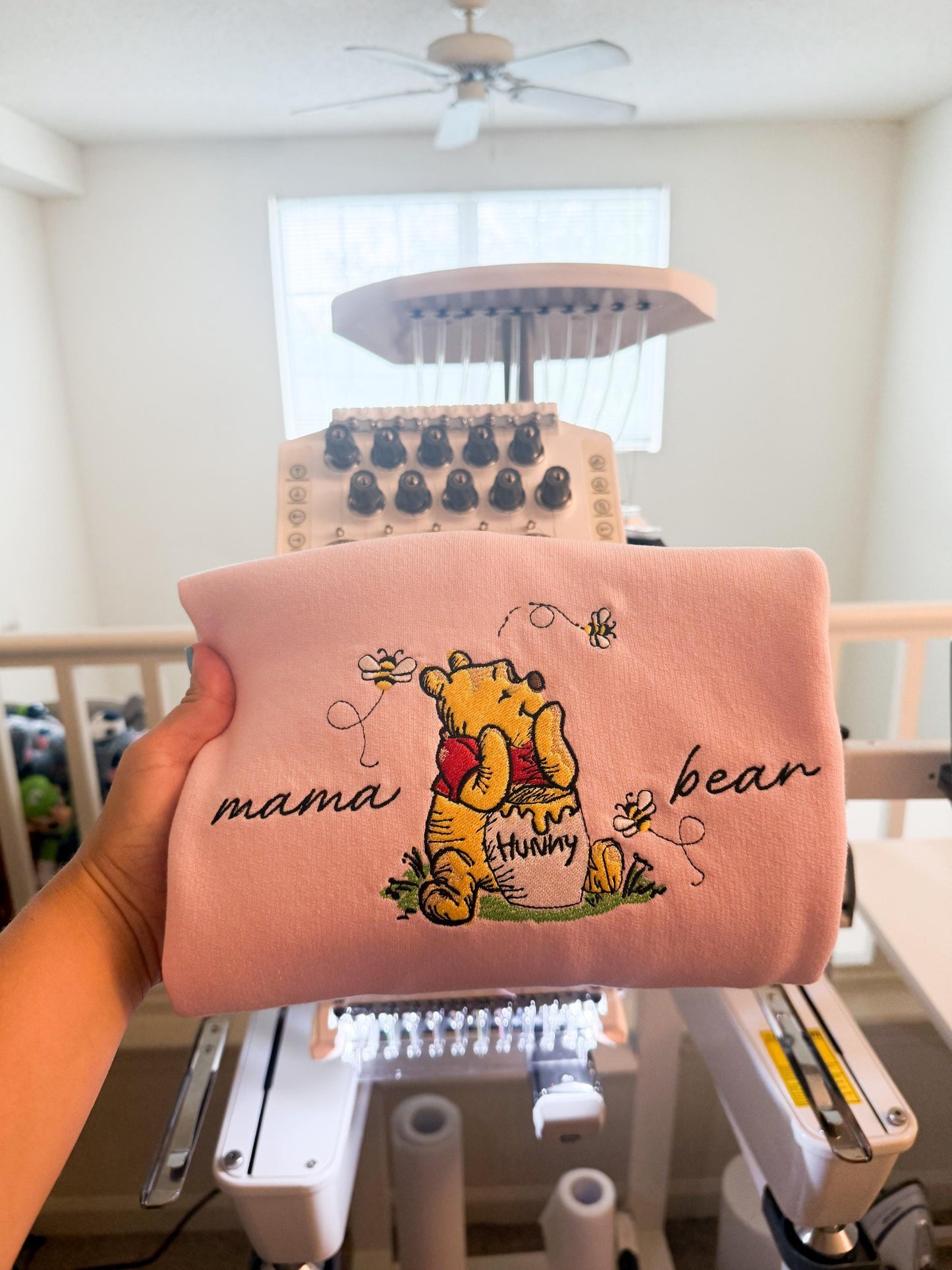 Mama Bear Winnie the Pooh Sweatshirt – Cute Embroidered Crewneck – Gift for Moms – Cozy Mother's Day Hoodie – Pastel Cottagecore Aesthetic