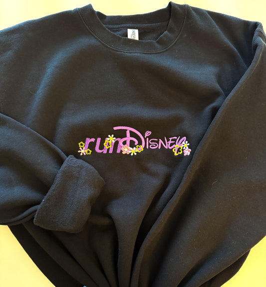 runDisney Inspired Rapunzel Sweatshirt – Embroidered Princess Running Hoodie – Tangled Flowers – Magical Gift for Runners