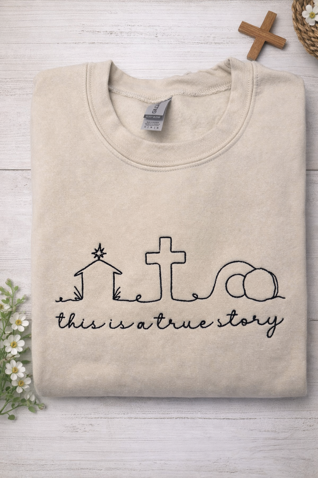 True Story Easter Embroidered Sweatshirt