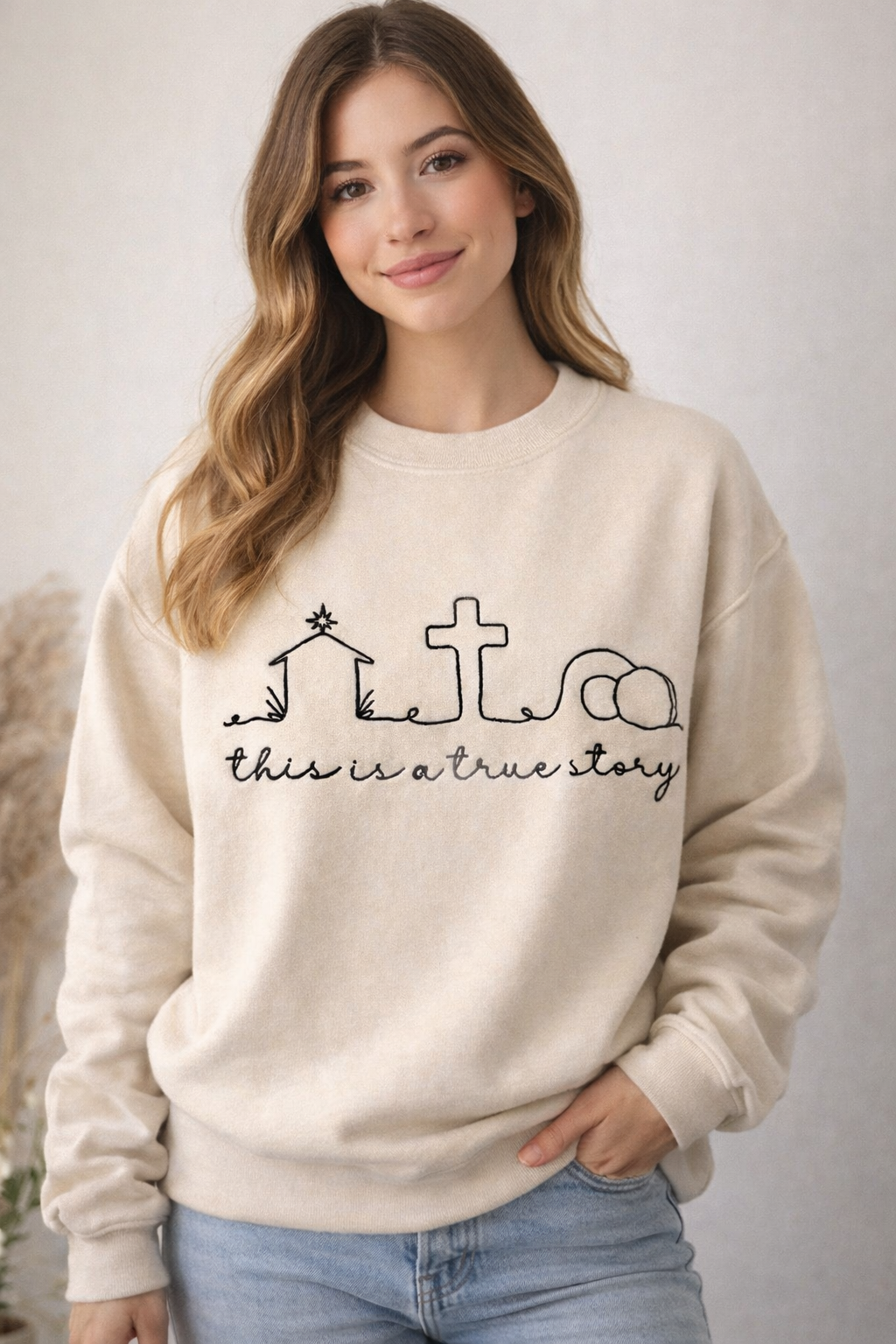 True Story Easter Embroidered Sweatshirt
