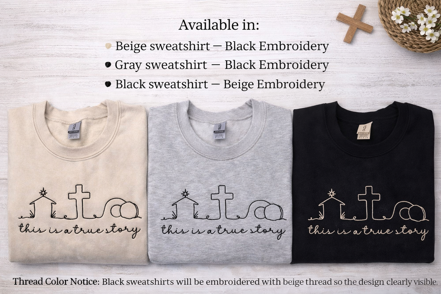 True Story Easter Embroidered Sweatshirt