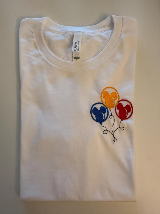 Disney ballon Mickey embroidered T-shirt - Colorful Balloons Tee - Embroidered Disney inspired shirt - Unisex shirt - Park day outfit