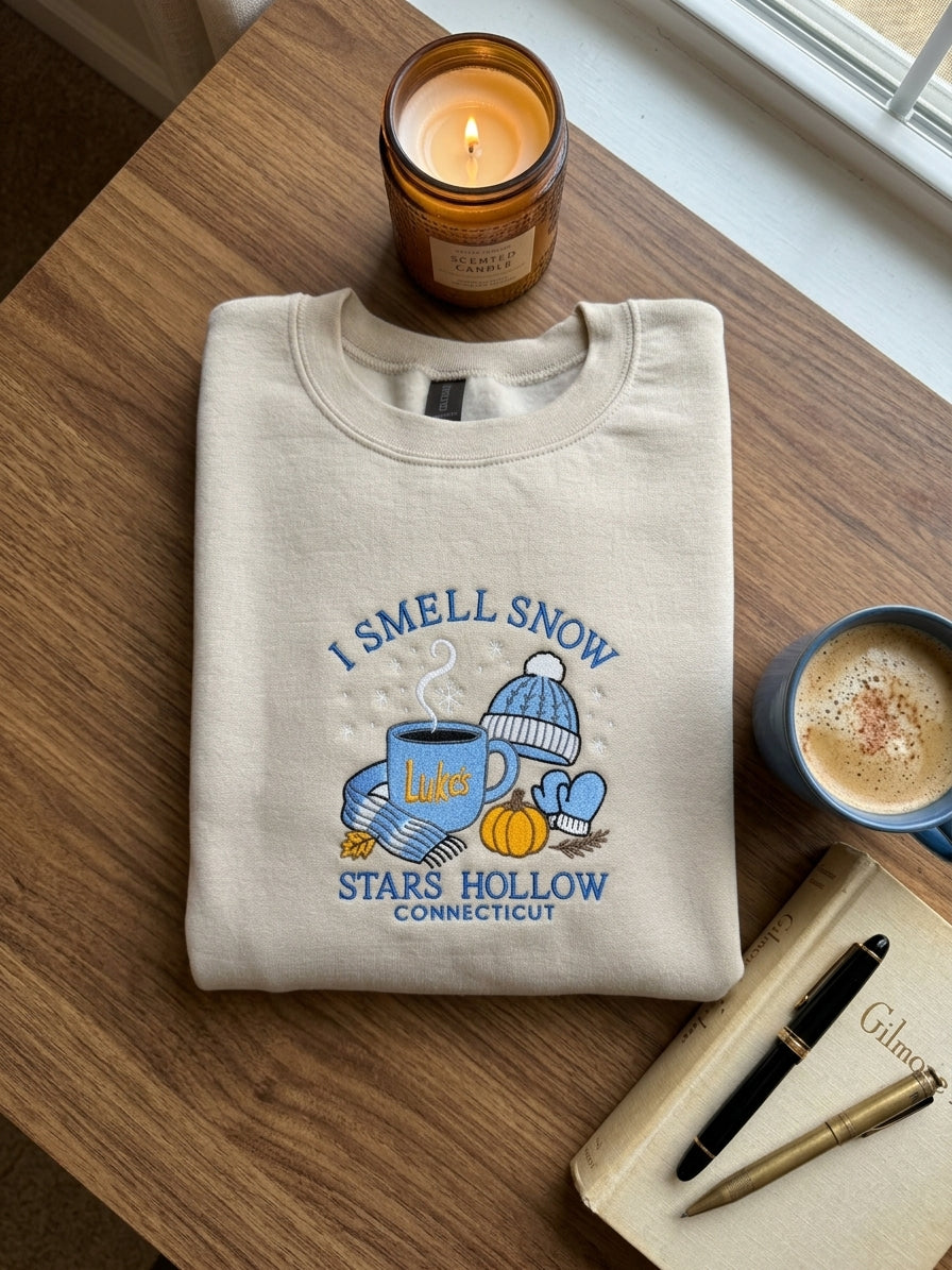 Gilmore Girls Inspired Embroidered Sweatshirt – Cozy Coffee Crewneck