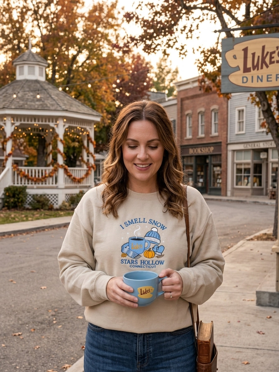 Gilmore Girls Inspired Embroidered Sweatshirt – Cozy Coffee Crewneck